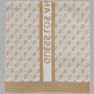 Sciarpa donna beige con motivo logato e fascia verticale bianca con scritta