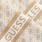 Sciarpa donna beige e bianca con motivo 4G e fascia con lettering GUESS