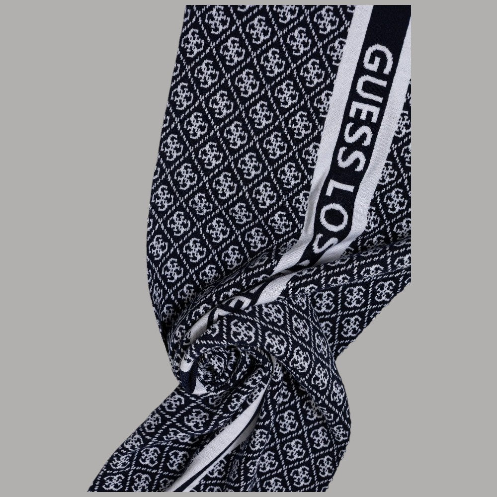 Sciarpa donna blu scura annodata con motivo 4G e banda con logo GUESS LOS ANGELES