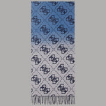 Sciarpa Guess blu sfumata con motivo logo e frange, 40x180 cm