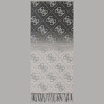 Sciarpa Guess grigia a fantasia degradé con frange, logo ripetuto