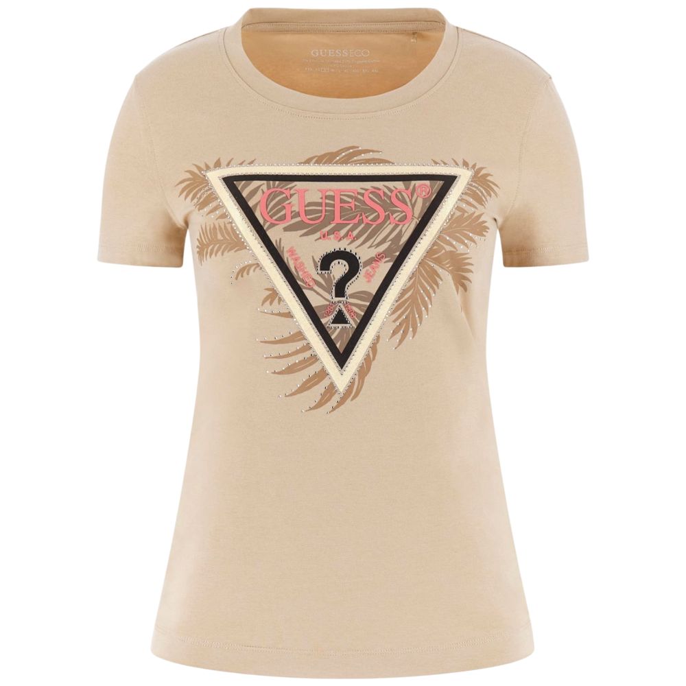 Guess t-shirt beige logo triangolo W5YI13J1314G1L7 T-shirt Guess
