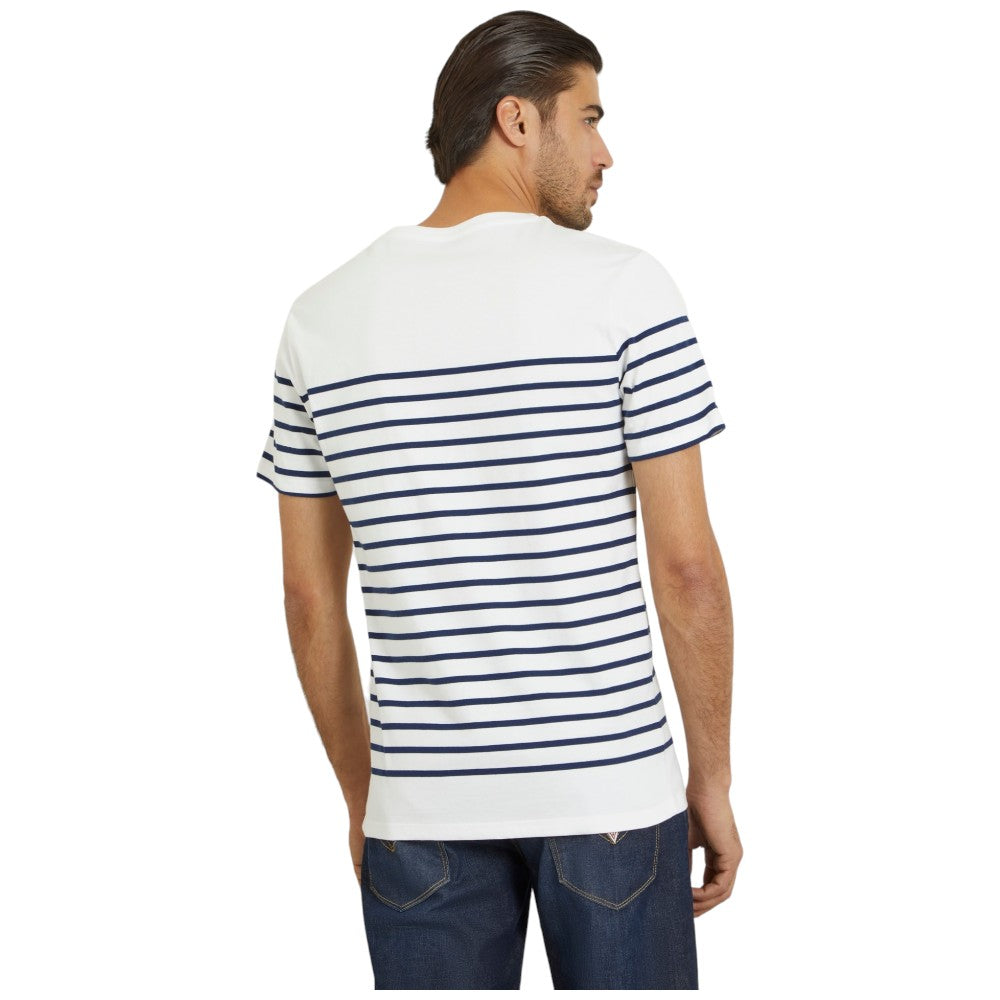 Guess t-shirt bianca blu a righe M4GI33 KC6X1 T-shirt Guess