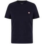 T-shirt blu Guess con logo triangolare piccolo sul petto