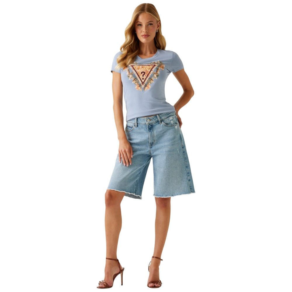 Guess t-shirt polvere TRIANGLE FLOWERS W5YI08J1314A70Q T-shirt Guess