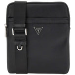 Borsa tracolla nera Guess con tasca anteriore e logo triangolare