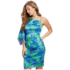 Guess vestito corto verde blu a fiori W4GK79 WF1T2 Vestiti Guess