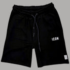 Bermuda nera con coulisse, cintura elasticizzata, logo ricamato, tasche oblique