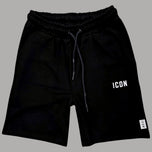 Bermuda nera con coulisse, cintura elasticizzata, logo ricamato, tasche oblique
