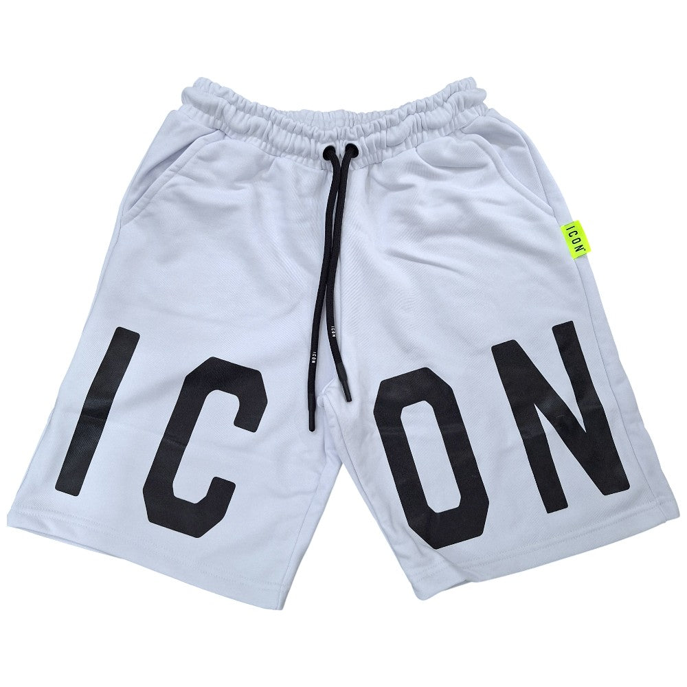 ICON bermuda bianco in felpa logo grande ICUS2S5B001 Bermuda ICON