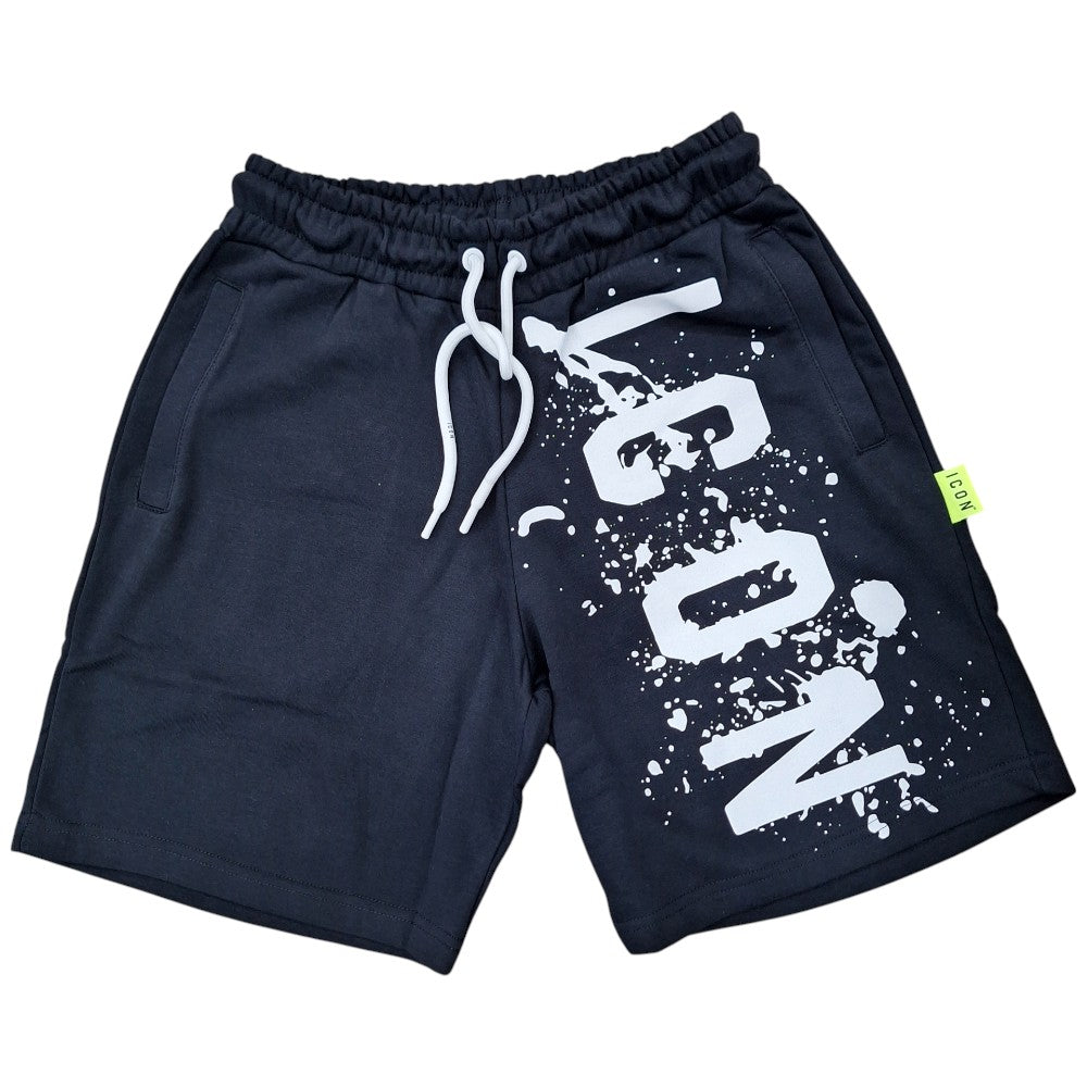 ICON bermuda in felpa nero logo schizzato ICUS2S5B005 Bermuda ICON