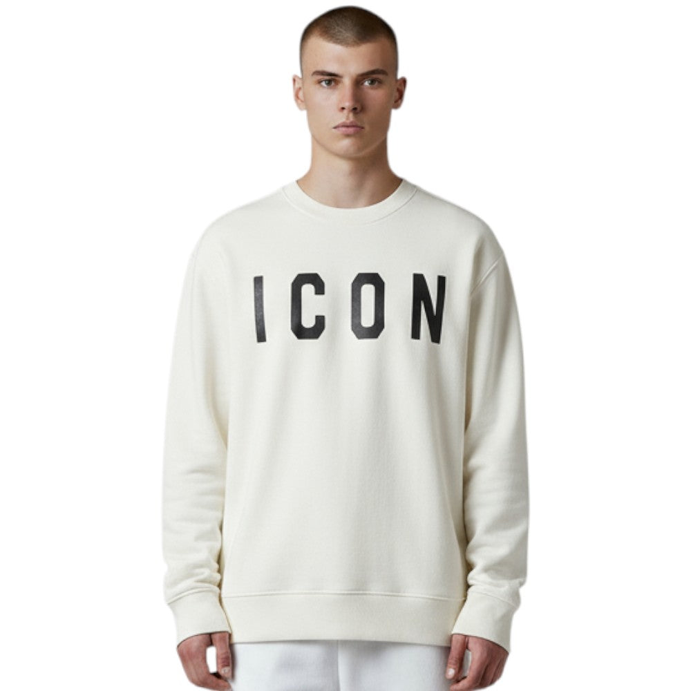 ICON felpa bianca logo grande ICUF2W6F001 ICON