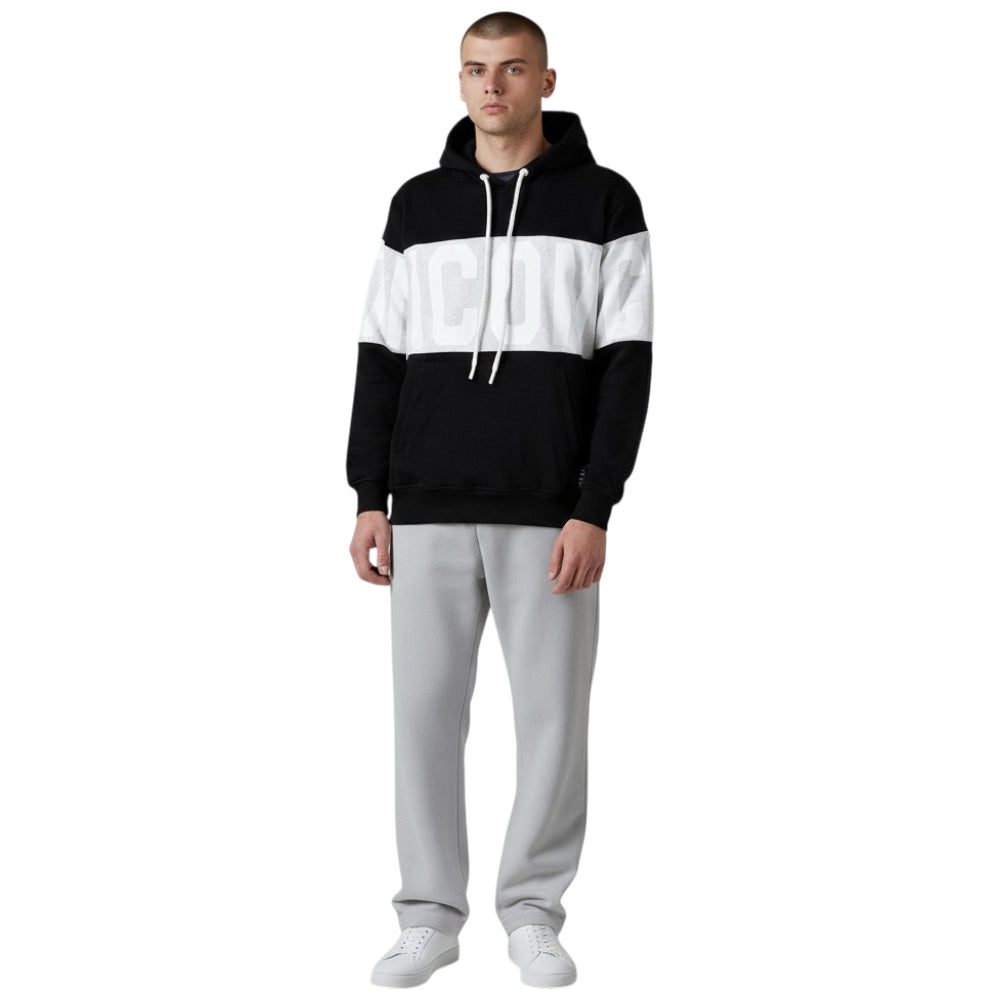 ICON felpa nera cappuccio logo stripe ICUF2W6F010 ICON