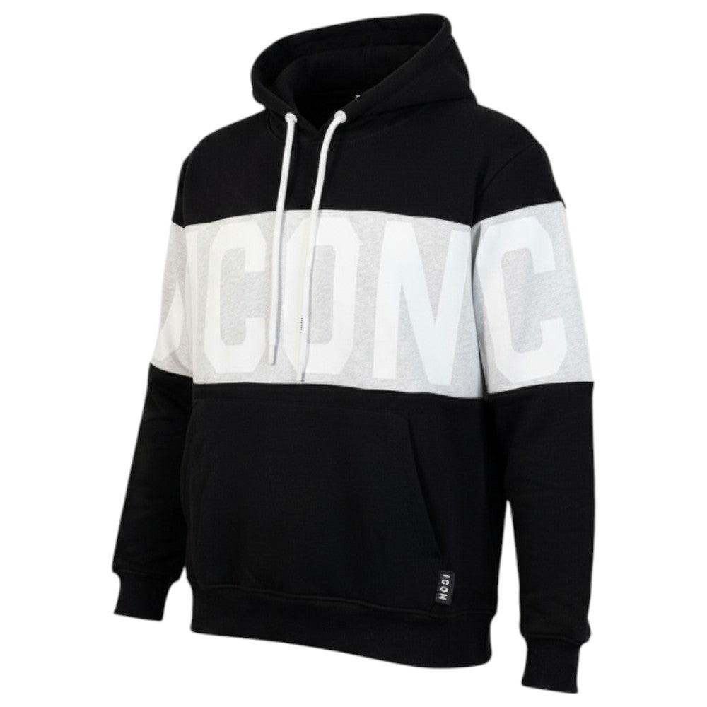 ICON felpa nera cappuccio logo stripe ICUF2W6F010 ICON