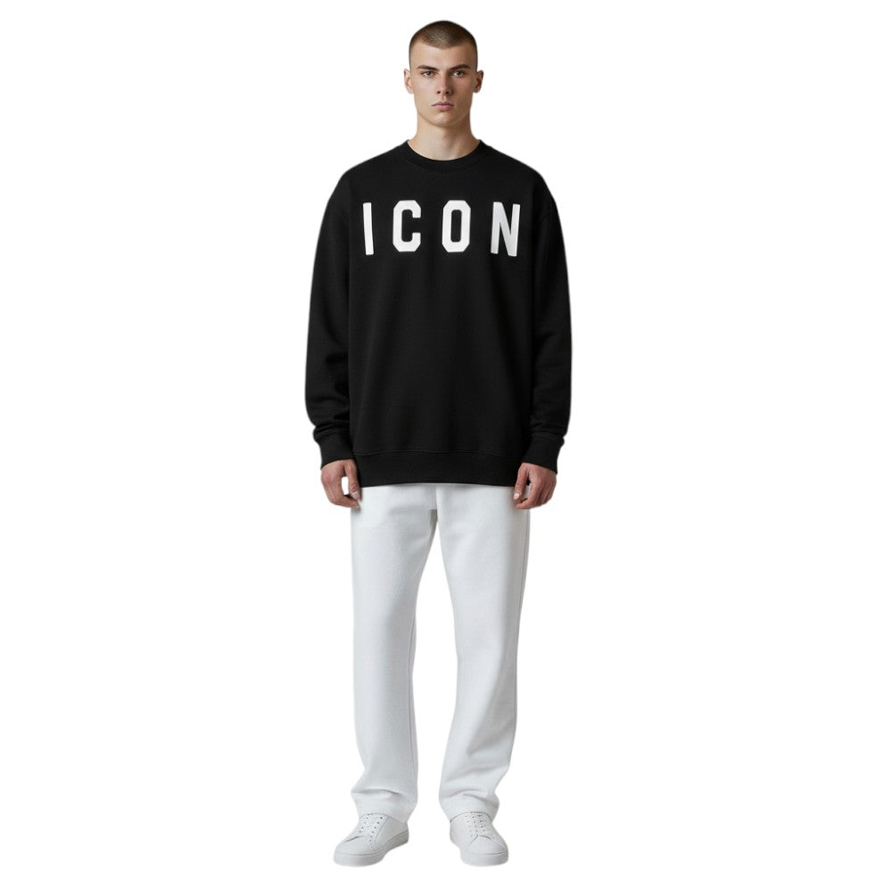 ICON felpa nera logo grande ICUF2W6F001 ICON
