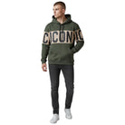ICON felpa verde cappuccio logo stripe ICUF2W6F010 ICON