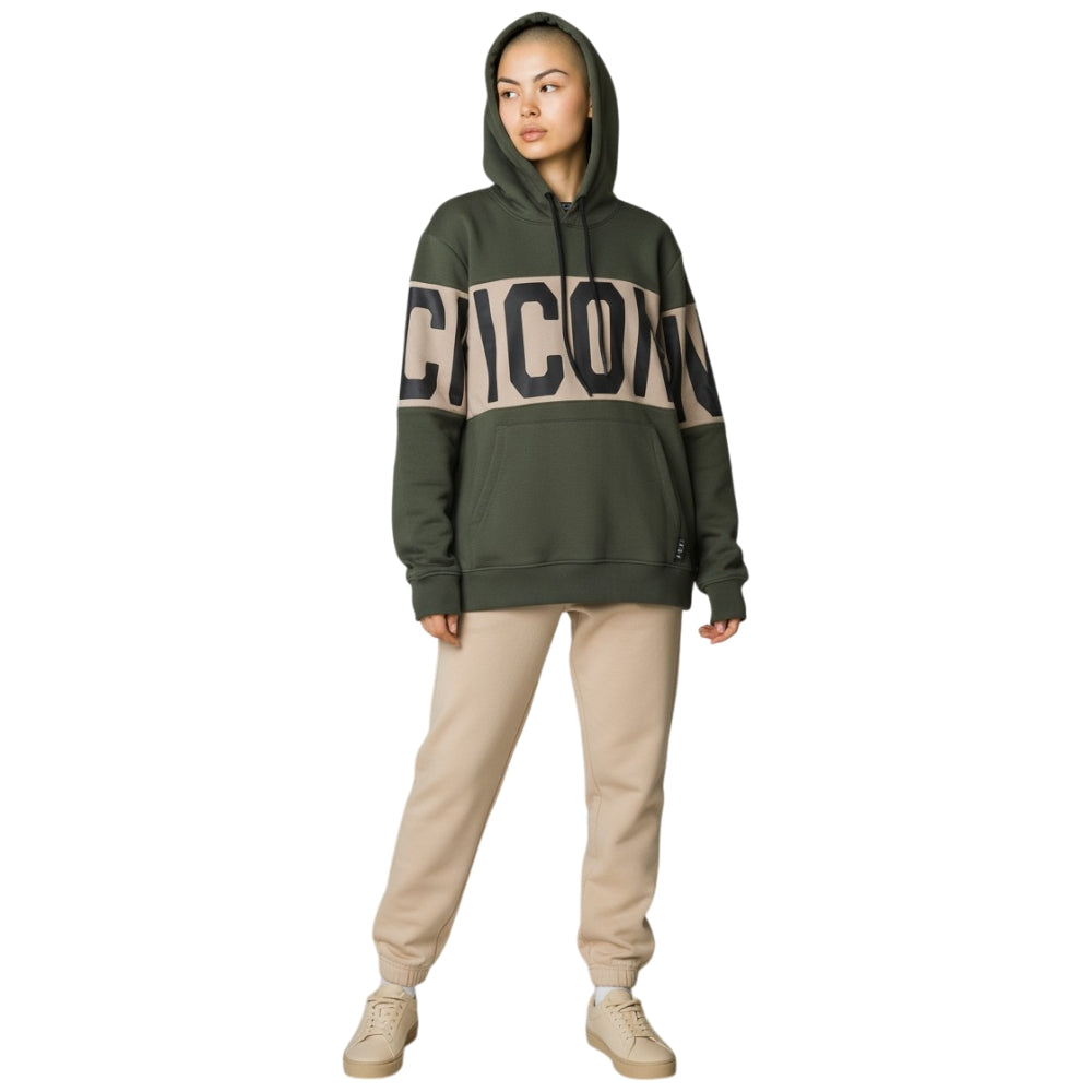 ICON felpa verde cappuccio logo stripe ICUF2W6F010 ICON
