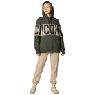 ICON felpa verde cappuccio logo stripe ICUF2W6F010 ICON