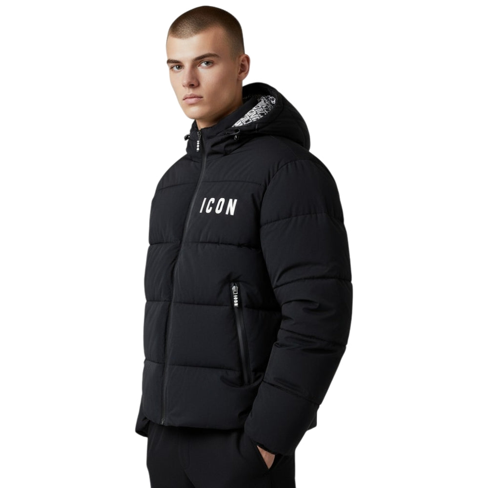 ICON giubbotto nero logo bianco ICUF2W6J008 ICON