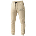 Pantalone jogger avorio con coulisse, fascia elastica e logo ICON; bande laterali