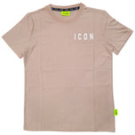 T-shirt beige con logo ICON sul petto