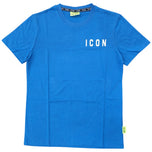 T-shirt azzurro oceano con logo ICON sul petto