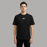 T-shirt nera con logo ICON metallizzato sul petto
