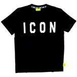 T-shirt nera con logo ICON grande bianco