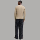 Maglione a coste Jack & Jones beige con girocollo a maniche lunghe