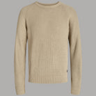 Maglione a coste Jack & Jones beige con girocollo a costine e maniche lunghe