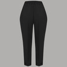 Pantaloni donna neri con elastico in vita, fondo con risvolto e gambe dritte
