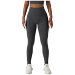 Leggings sportivi scuri con vita elasticizzata e cuciture a taglio