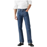 Jeans uomo Levi's 501 blu stonewash, gamba dritta e cinque tasche.