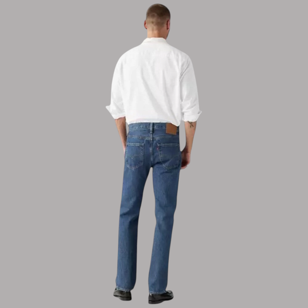 Jeans Levi's 501 da uomo in denim blu stonewash, vista posteriore, 5 tasche