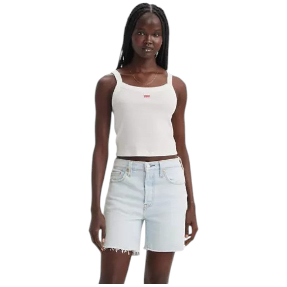 Levi's canotta a coste bianca cropped A74200009 T-shirt LEVI'S