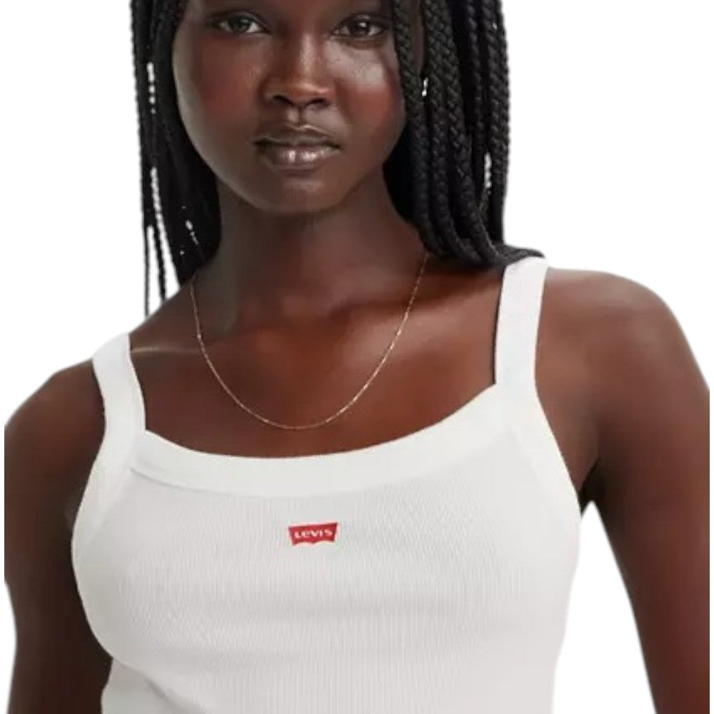 Levi's canotta a coste bianca cropped A74200009 T-shirt LEVI'S