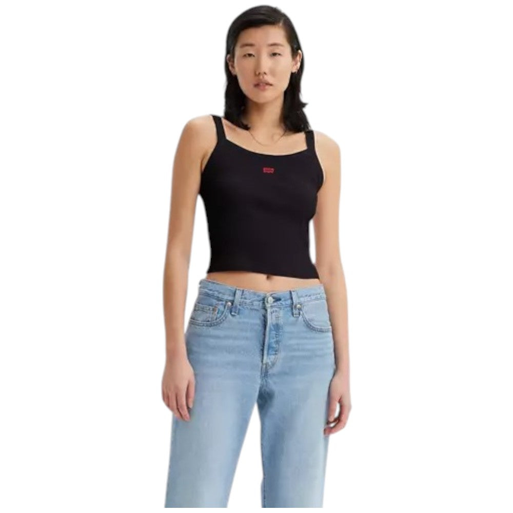 Levi's canotta a coste nera cropped A74200010 T-shirt LEVI'S