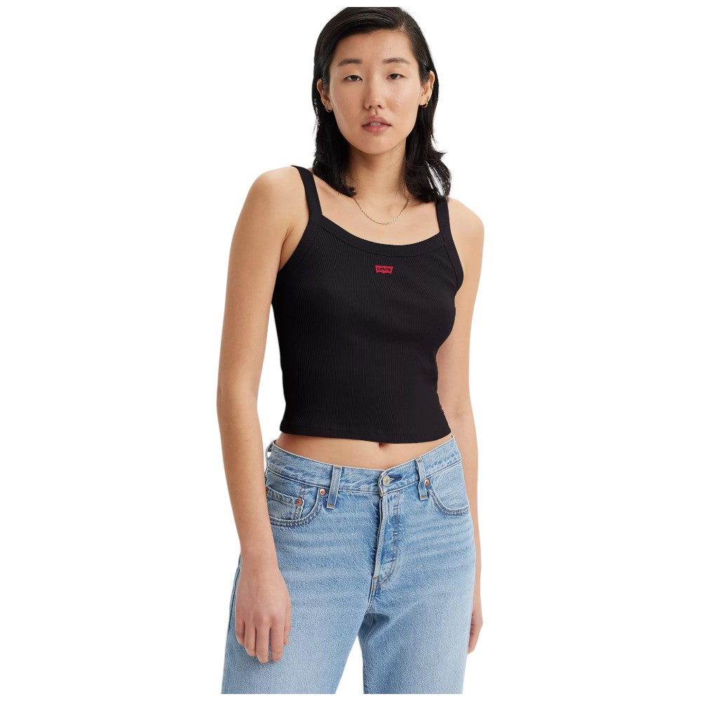 Levi's canotta a coste nera cropped A74200010 T-shirt LEVI'S