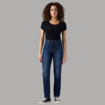Jeans Levi's blu a vita alta slim straight, chiusura con bottone e zip