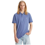 Maglietta polo blu avion con colletto e 3 bottoni, maniche corte