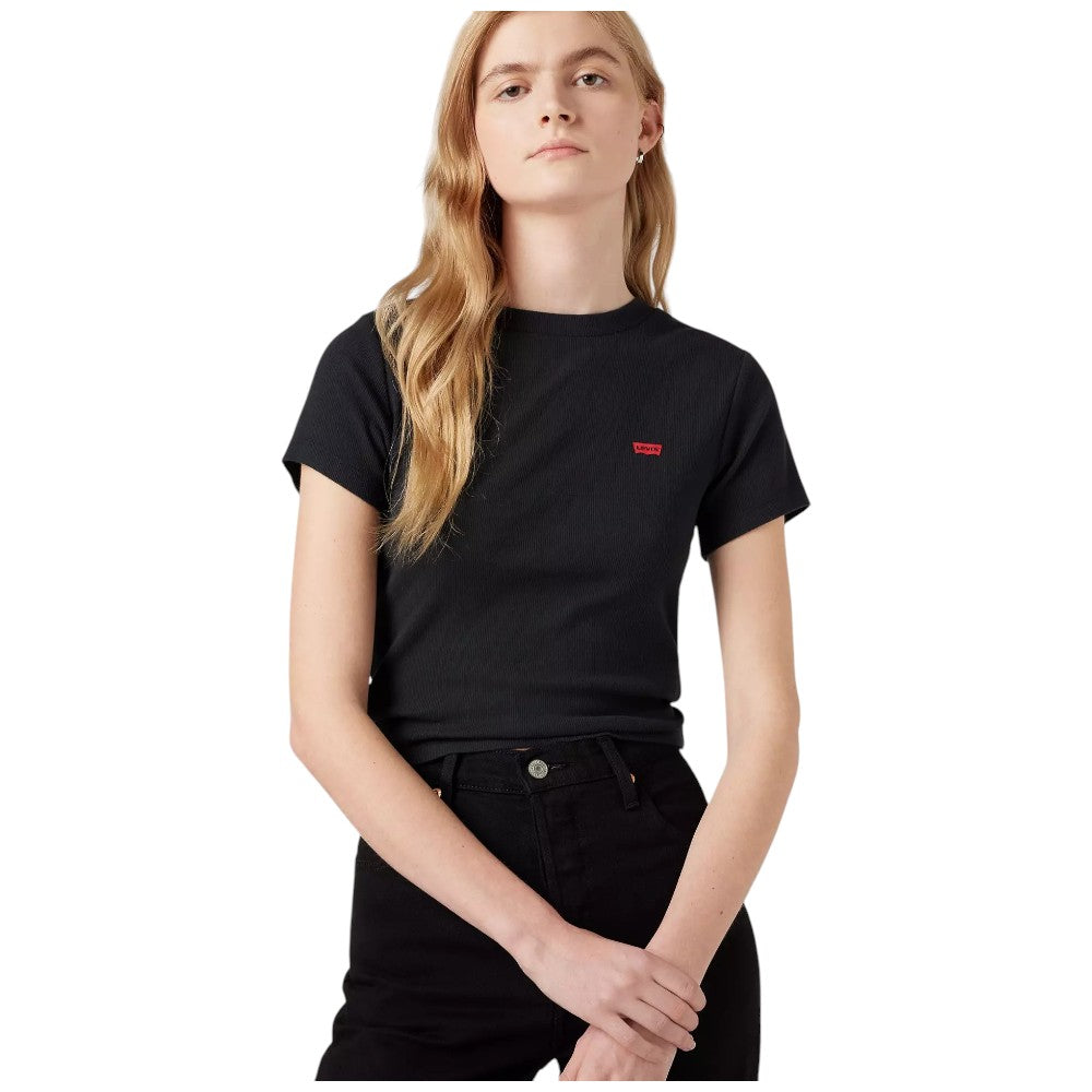 Levi's t-shirt nera cropped a coste logo piccolo A7419 0014 T-shirt LEVI'S
