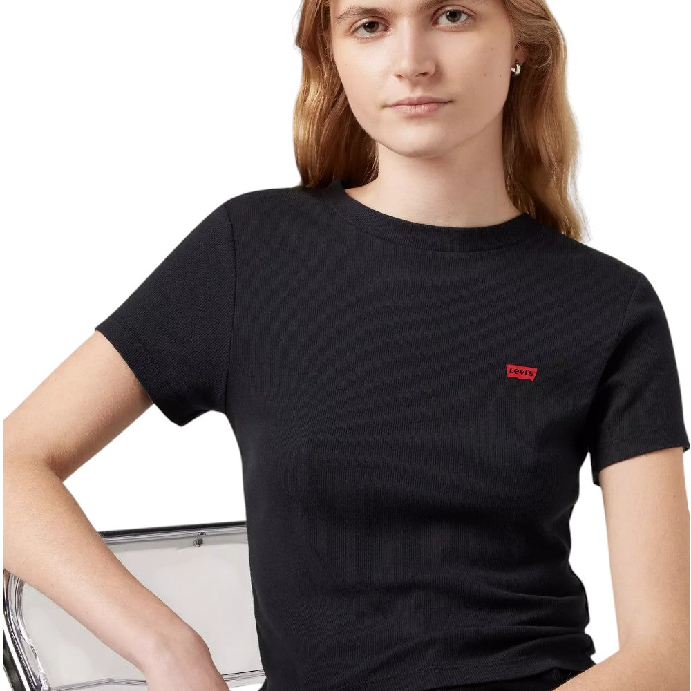 Levi's t-shirt nera cropped a coste logo piccolo A7419 0014 T-shirt LEVI'S