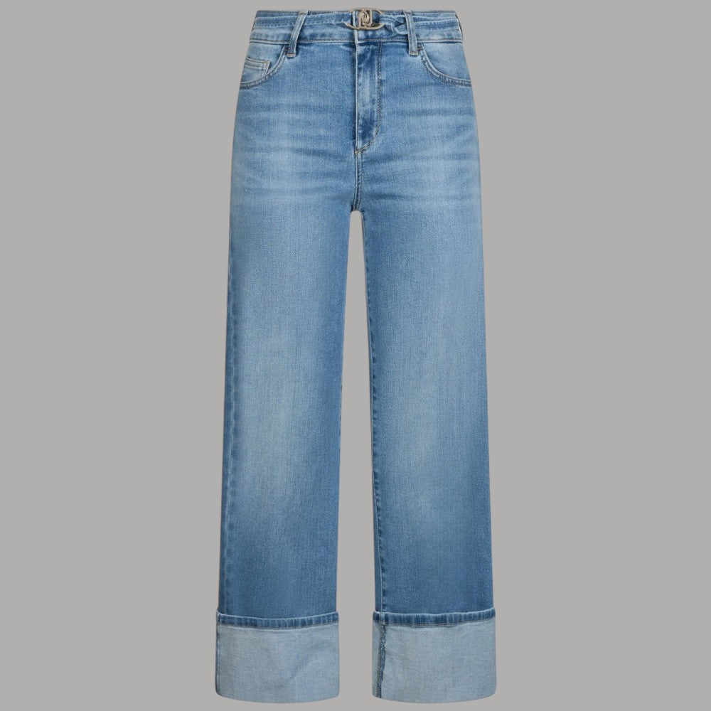 Liu Jo Jeans Flare Vita Alta con Cintura Logo Monogram - Prodotti di Classe
