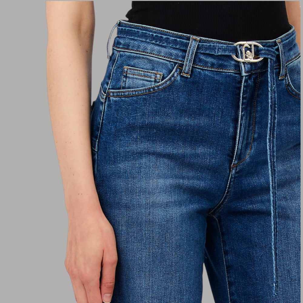 Liu Jo Jeans Flare Vita Alta con Cintura Monogram Regolabile - Prodotti di Classe