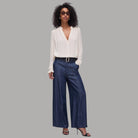 Liu Jo Jeans Palazzo Cropped Effetto Denim con Cintura Lyocell - Prodotti di Classe