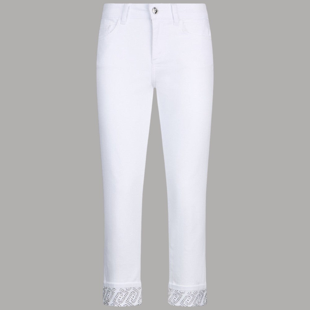 Liu Jo Jeans Skinny Bianchi con Strass e Risvolto Elegante - Prodotti di Classe