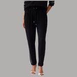 Pantaloni jogger neri con coulisse elastico e finiture in strass