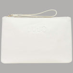 Pochette media Liu Jo crema con logo goffrato, zip e polsiera
