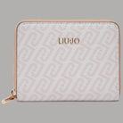Portafoglio piccolo con zip Liu Jo, monogram naturale chiaro