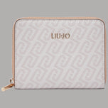 Portafoglio piccolo con zip Liu Jo, monogram naturale chiaro